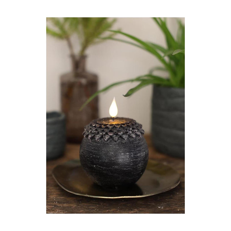 Load image into Gallery viewer, Ideas 4 seasons led kaars wax bloem parel zwart ã˜9xh12cm