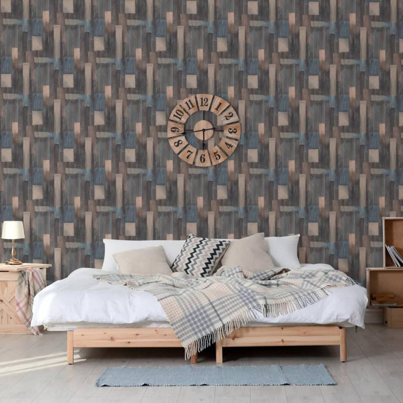 Load image into Gallery viewer, DUTCH WALLCOVERINGS DUTCH WALLCOVERINGS Behang Wood blauw en bruin