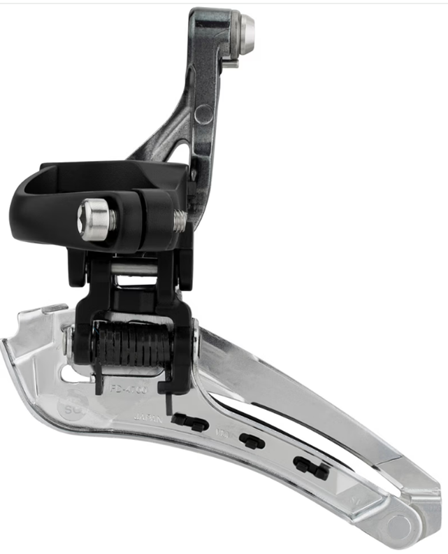 Load image into Gallery viewer, Shimano voorderailleur 2 x 10 speed tiagra fd-4700 ø28,6 - ø31,8 mm klem down-pull 61-66° - 46-53t - zwart zilver