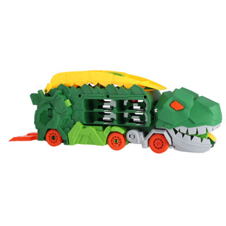 Load image into Gallery viewer, No brand kiddygo transporter dino speelgoed met 2 diecast auto's en racebaan.
