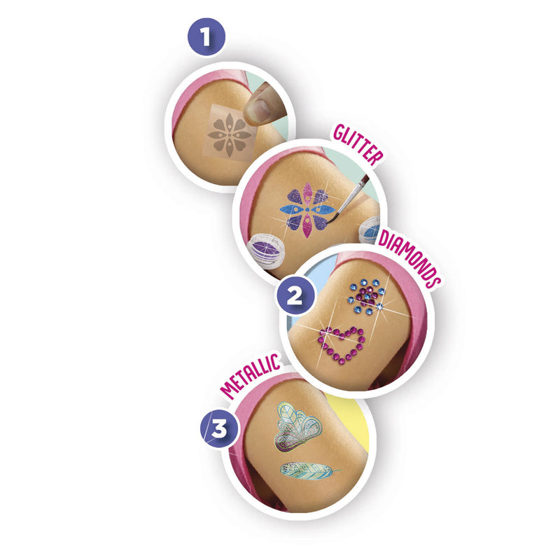 Load image into Gallery viewer, Ses creative - hobby pink - 3 in 1 glamour tattoos - knutselen meisjes - biologisch afbreekbaar - vanaf 5 jaar