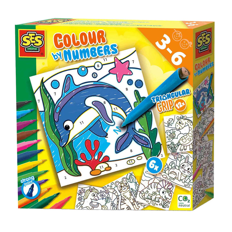 Load image into Gallery viewer, Ses kleuren op nummers - driehoek grip stiften