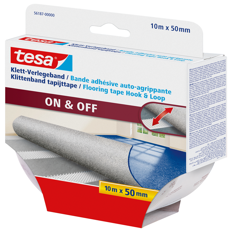 Load image into Gallery viewer, Tesa 1070381 - on off tape klittenband voor tapijten 10m x 50mm | 3 stuks