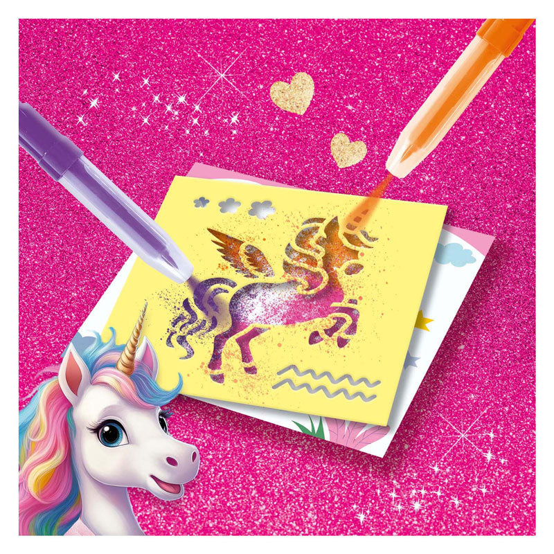 Load image into Gallery viewer, Ses creative - unicorn - blow airbrush pens - knutselen meisjes - 12 kleurkaarten - wasbaar uit kleding - vanaf 5 jaar