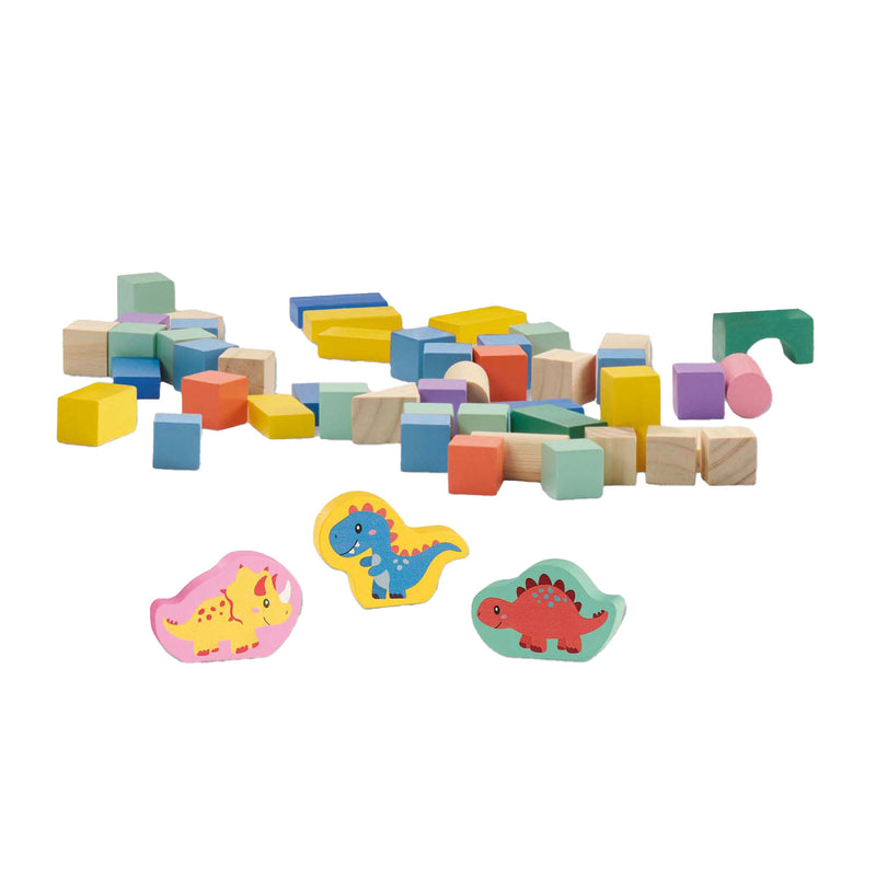 Load image into Gallery viewer, Ses houten bouwblokken dino's, 50st.