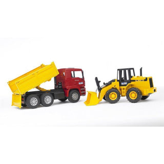 Load image into Gallery viewer, Bruder vrachtwagen en bulldozer