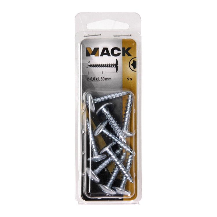 Load image into Gallery viewer, Mack 1069141 - luikschroef blauw verzinkt 6,0 x 30 mm 9st | 5 stuks