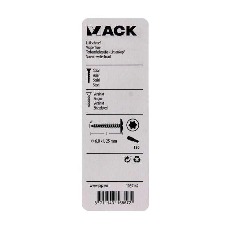 Load image into Gallery viewer, Mack 1069142 - luikschroef blauw verzinkt 6,0 x 25 mm 10st | 5 stuks
