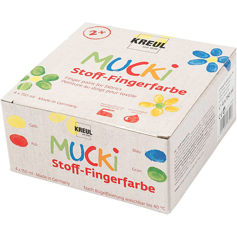 Load image into Gallery viewer, Creativ company https: www.cchobby.nl muck-vingerverf-blauw-groen-rood-geel-4x150-ml-1-doos