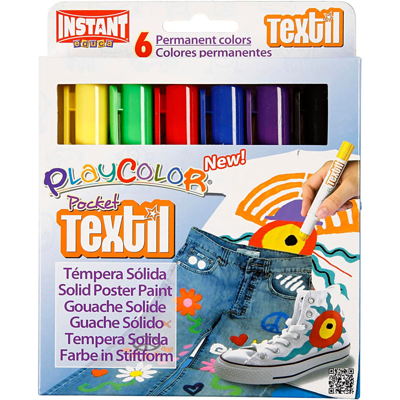 Load image into Gallery viewer, Https: www.cchobby.nl playcolor-textielverf-l-14-cm-diverse-kleuren-5-gr-6-stuk-1-doos