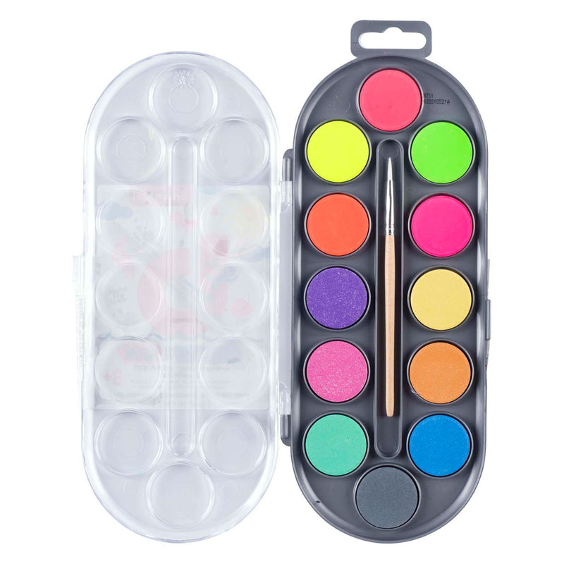 Load image into Gallery viewer, Bruynzeel kids waterverf set van 12 metallic neon kleuren