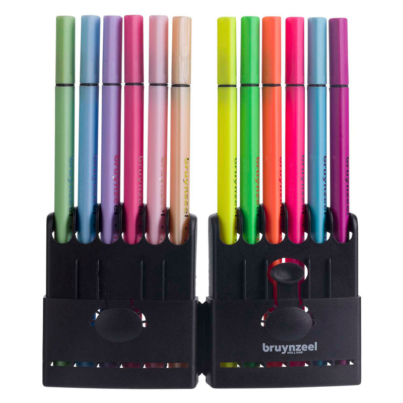 Load image into Gallery viewer, Bruynzeel fineliner set neon pastel, 12 kleuren