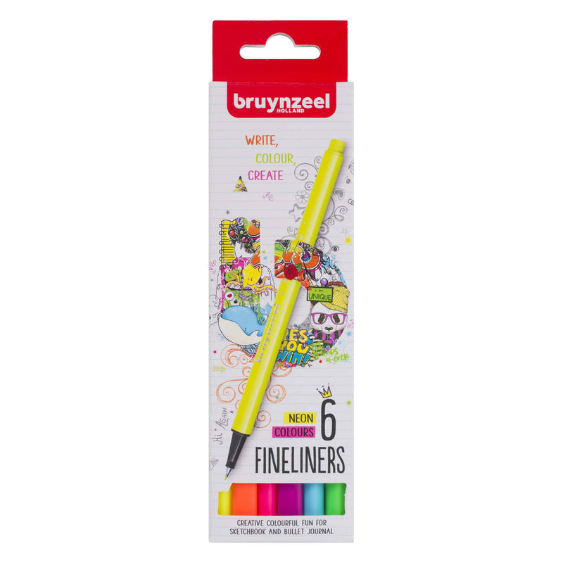 Load image into Gallery viewer, Bruynzeel fineliner set neon 6 kleuren