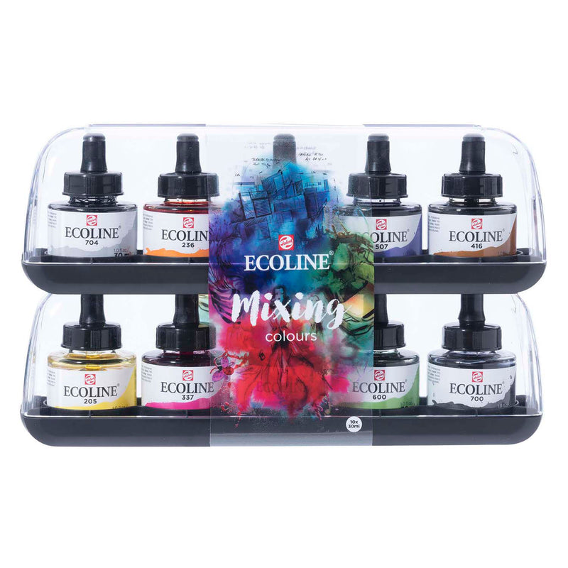 Load image into Gallery viewer, Bruynzeel ecoline vloeibare waterverf mengset, 10x30ml