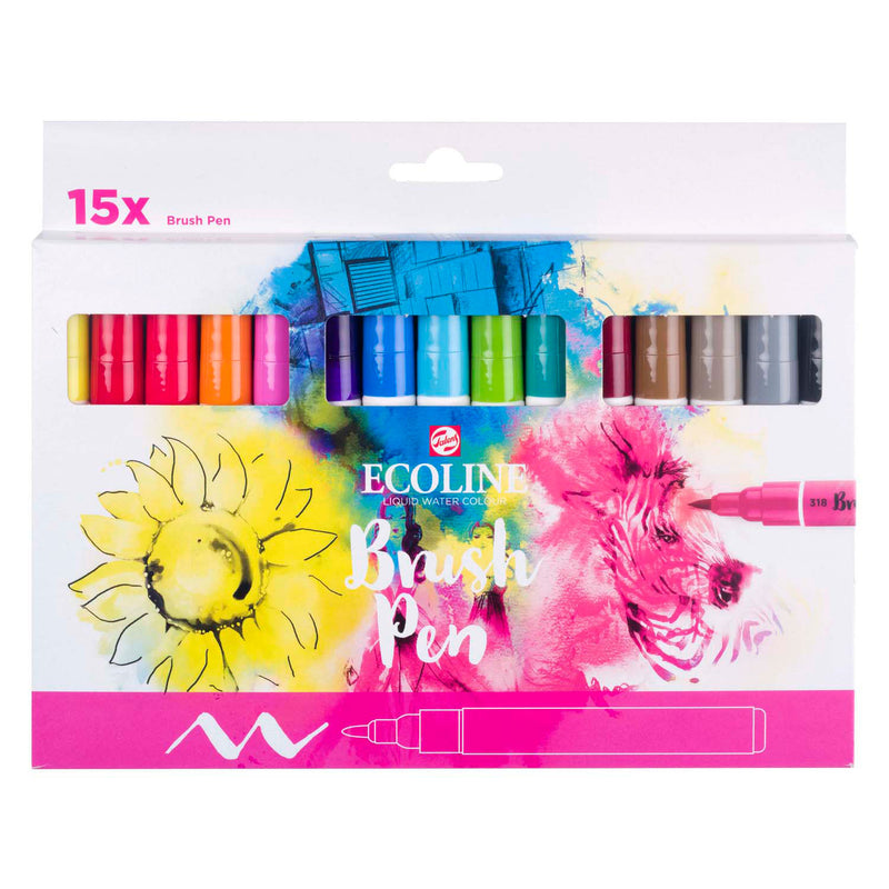 Load image into Gallery viewer, Bruynzeel ecoline brush pen set, 15 kleuren
