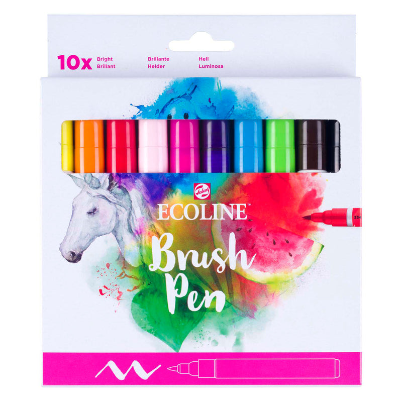 Load image into Gallery viewer, Bruynzeel ecoline brush pen set helder, 10 kleuren