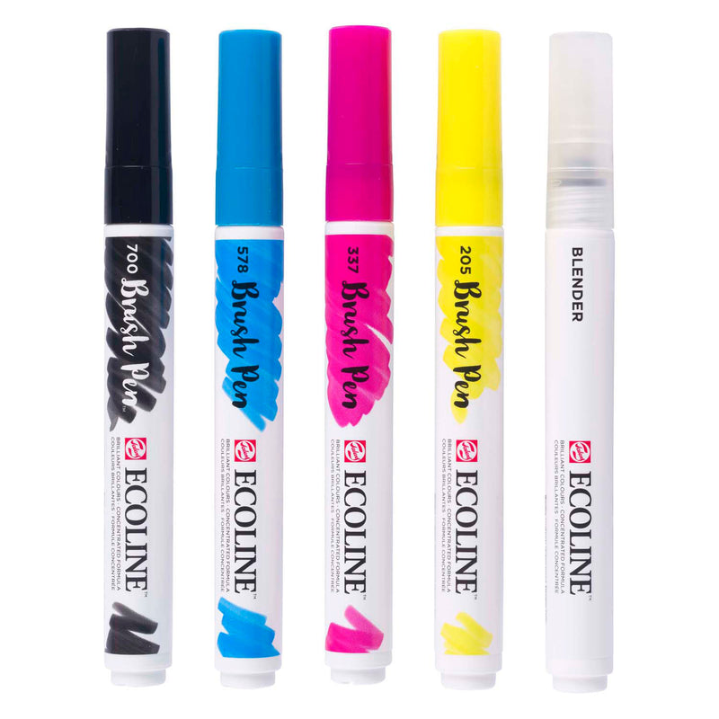 Load image into Gallery viewer, Bruynzeel ecoline brush pen set primair, 5 kleuren