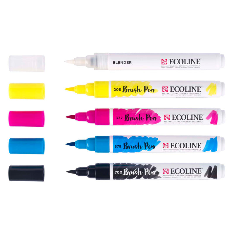 Load image into Gallery viewer, Bruynzeel ecoline brush pen set primair, 5 kleuren