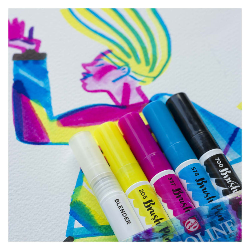 Load image into Gallery viewer, Bruynzeel ecoline brush pen set primair, 5 kleuren