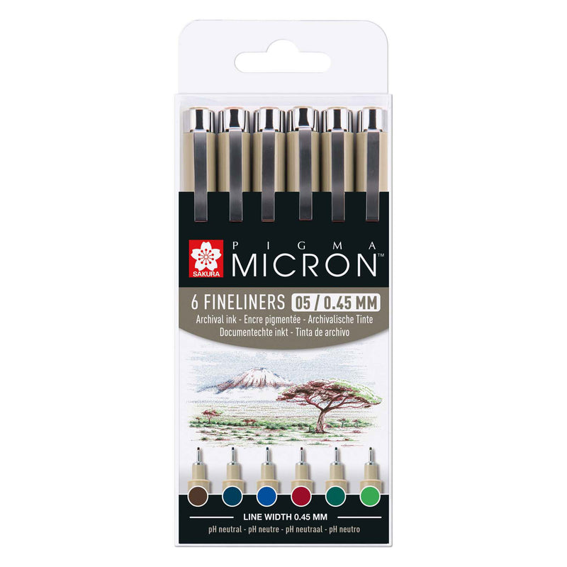 Load image into Gallery viewer, Sakura pigma micron 05 etui met 6 aardekleuren