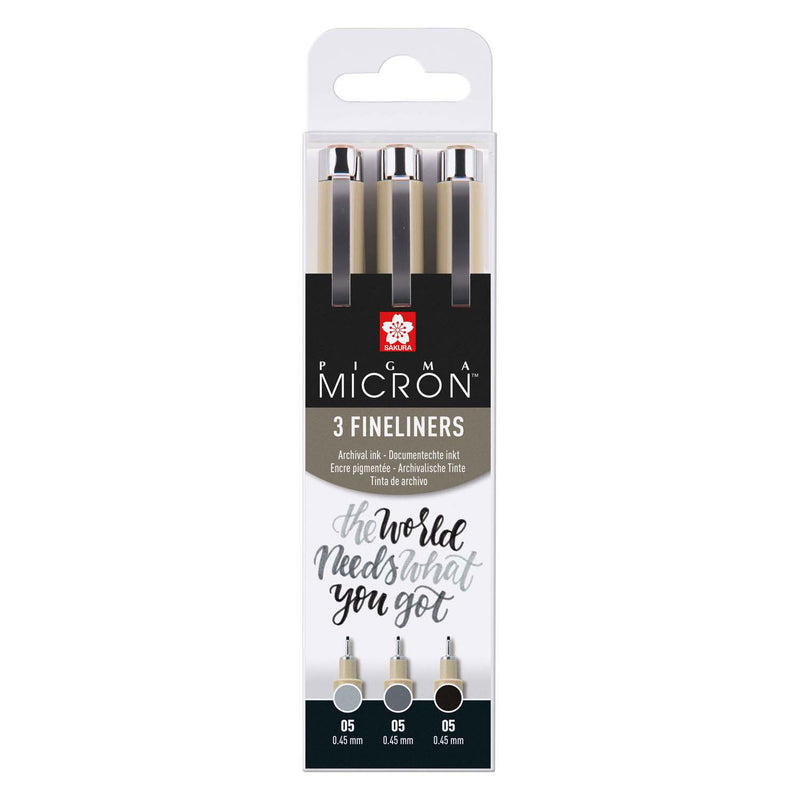 Load image into Gallery viewer, Sakura pigma micron 05 fineliner set, 3 pennen, zwartgrijs
