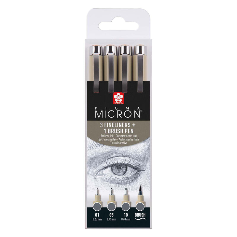 Load image into Gallery viewer, Sakura pigma micron fineliner set | 4 maten, koelgrijs