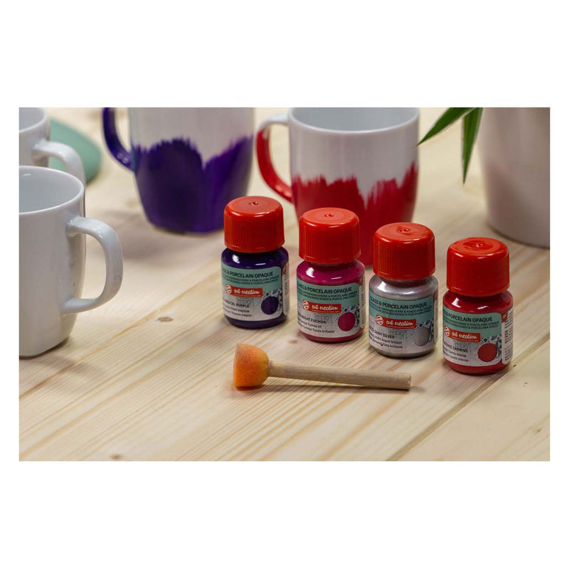 Load image into Gallery viewer, Talens art creation talens art creat.glas porselein dekkend set 4 x 30 ml roze zilver