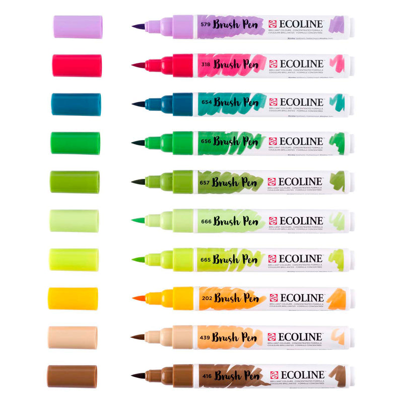Load image into Gallery viewer, Ecoline brush pen set botanisch, 10 kleuren