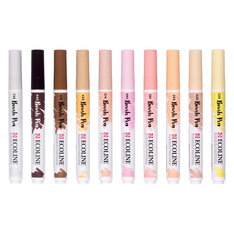 Load image into Gallery viewer, Bruynzeel ecoline brush pen set portret, 10 kleuren