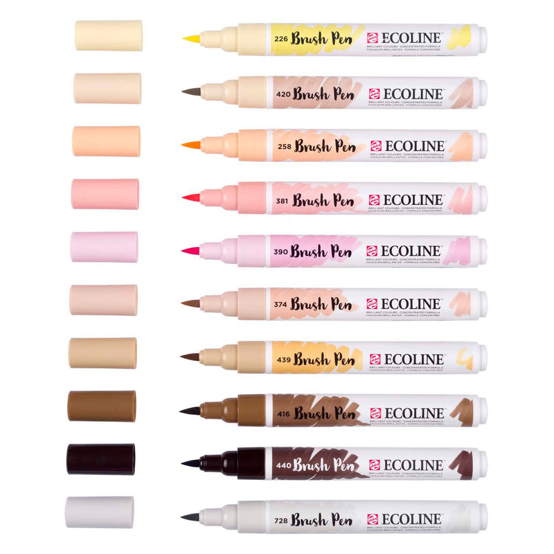 Load image into Gallery viewer, Ecoline brush pen set portret, 10 kleuren