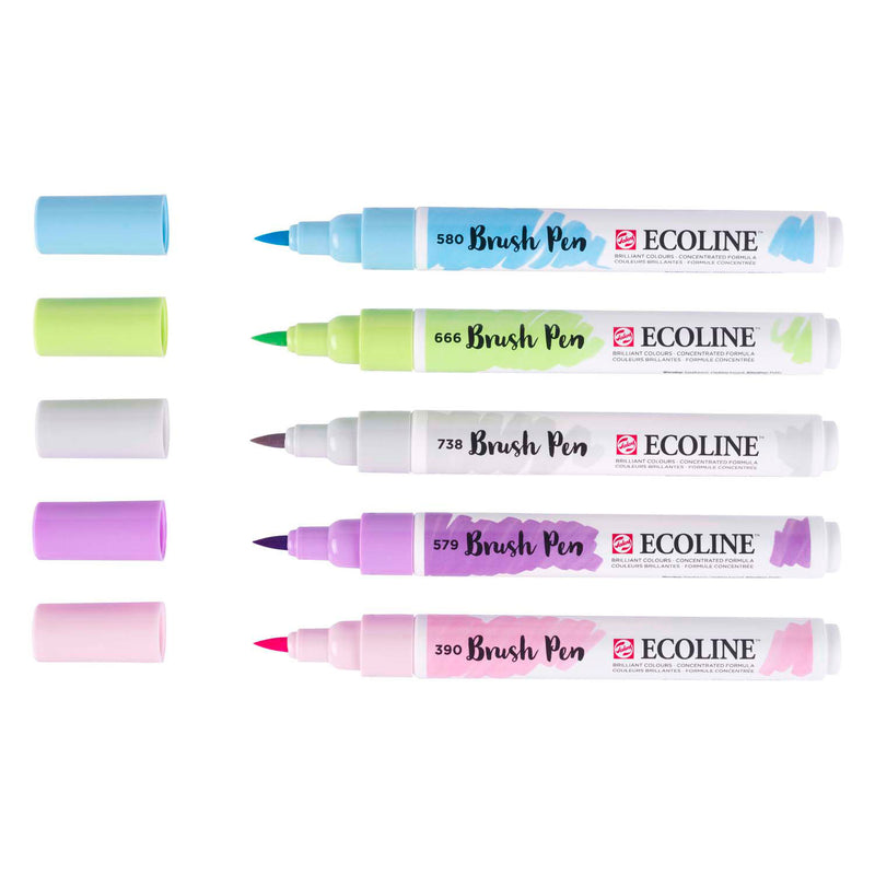 Load image into Gallery viewer, Ecoline brush pen set pastel, 5 kleuren