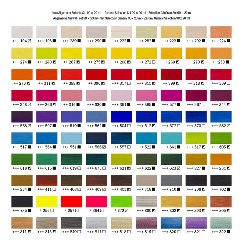 Load image into Gallery viewer, Bruynzeel amsterdam standard series acrylverf complete collectie set 20ml, 90dlg.