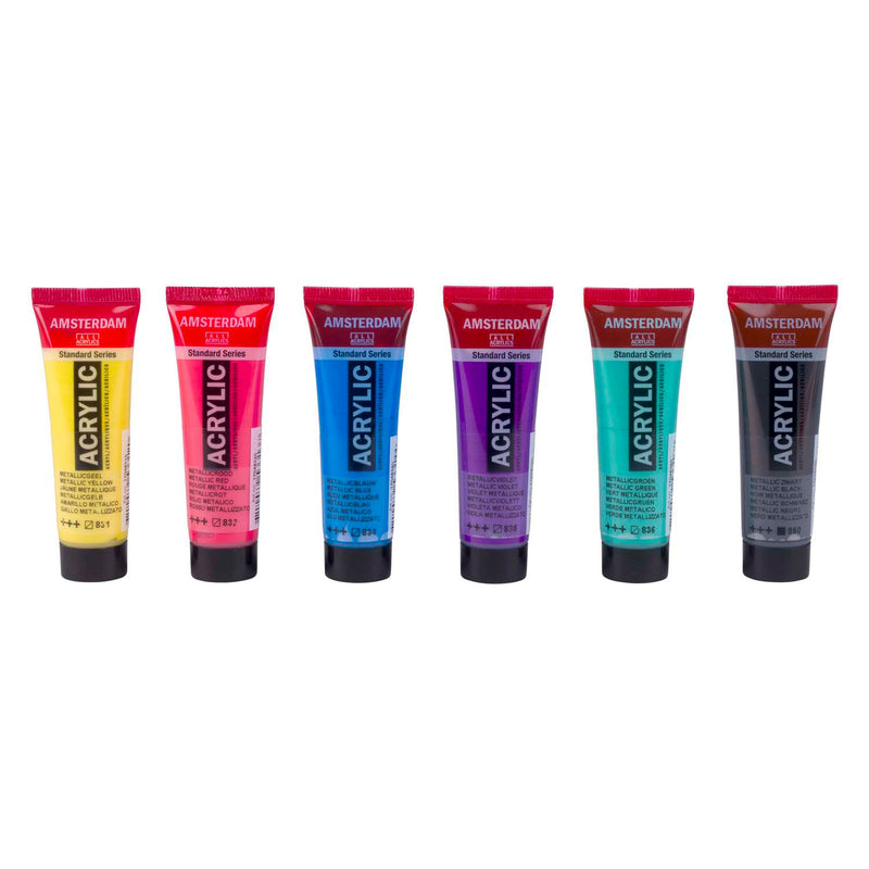 Load image into Gallery viewer, Royal talens amsterdam standard series acrylverf kleurrijke metallic set 20ml, 6dlg.