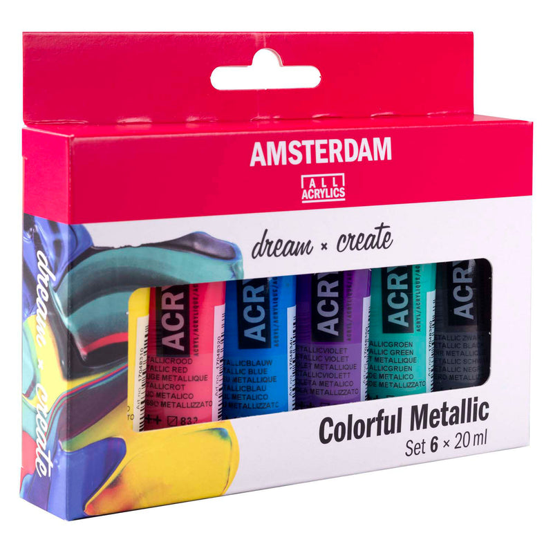 Load image into Gallery viewer, Royal talens amsterdam standard series acrylverf kleurrijke metallic set 20ml, 6dlg.
