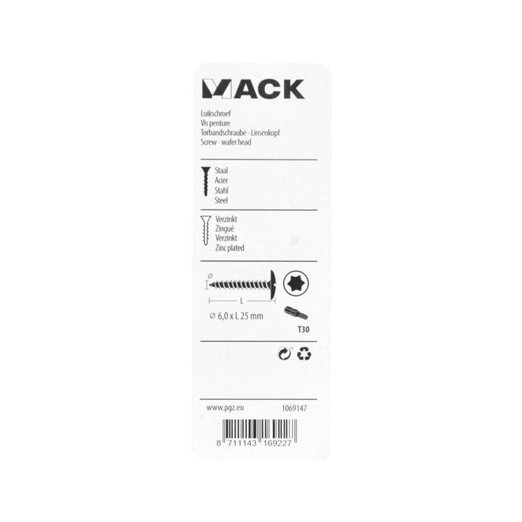 Load image into Gallery viewer, Mack 1069147 - luikschroef zwart 6,0 x 25 mm 10st | 5 stuks