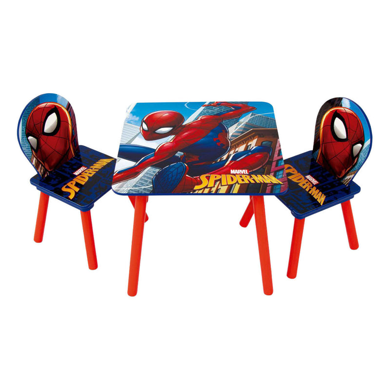 Afbeelding laden in galerijviewer, Set houten tafel met twee stoelen spiderman