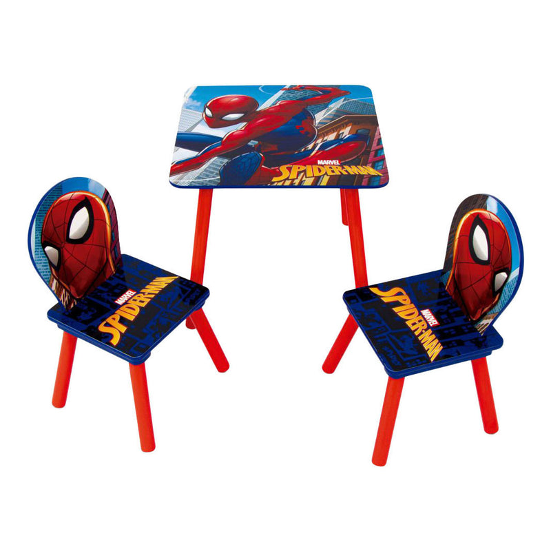Afbeelding laden in galerijviewer, Set houten tafel met twee stoelen spiderman