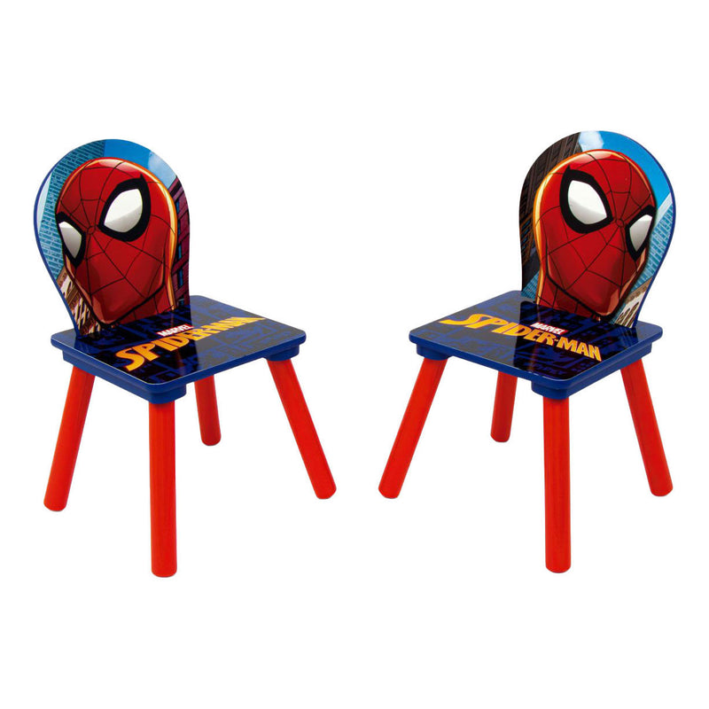 Afbeelding laden in galerijviewer, Set houten tafel met twee stoelen spiderman
