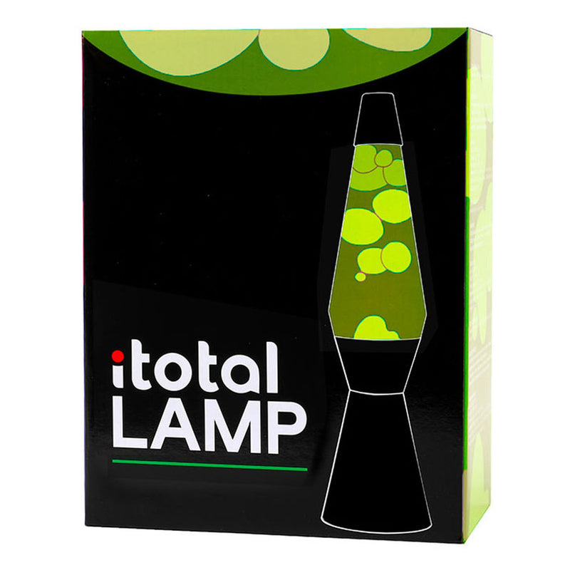 Load image into Gallery viewer, I-total lavalamp - lava lamp - sfeerlamp - 40x11 cm - glas aluminium - 30w - groen met gele lava - zwart - xl2341