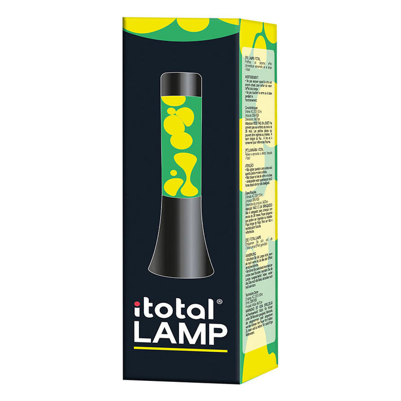 Load image into Gallery viewer, I-total lavalamp - lava lamp - sfeerlamp - 30x9 cm - glas aluminium - 25w - groen met witte lava - zwart - xl2458