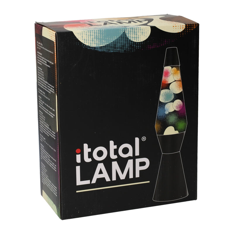 Load image into Gallery viewer, I-total lavalamp - lava lamp - sfeerlamp - 40x11 cm - glas aluminium - 30w - transparant met gekleurde lava - zwart - xl2340
