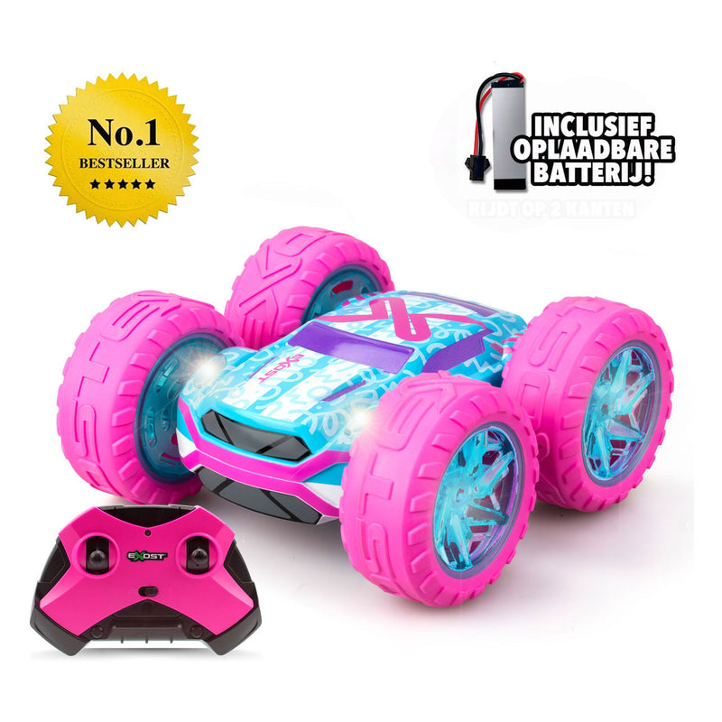 Load image into Gallery viewer, Exost rc 360 cross flash stuntauto roze 1:18 - flashing wheels - incl. oplaadbare batterij - rc auto