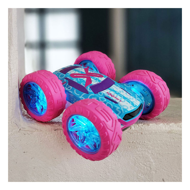 Load image into Gallery viewer, Exost rc 360 cross flash stuntauto roze 1:18 - flashing wheels - incl. oplaadbare batterij - rc auto
