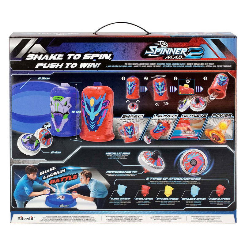 Load image into Gallery viewer, Silverlit spinner mad 2 deluxe battle pack - 2 shakers, 2 spinners, 1 battle arena