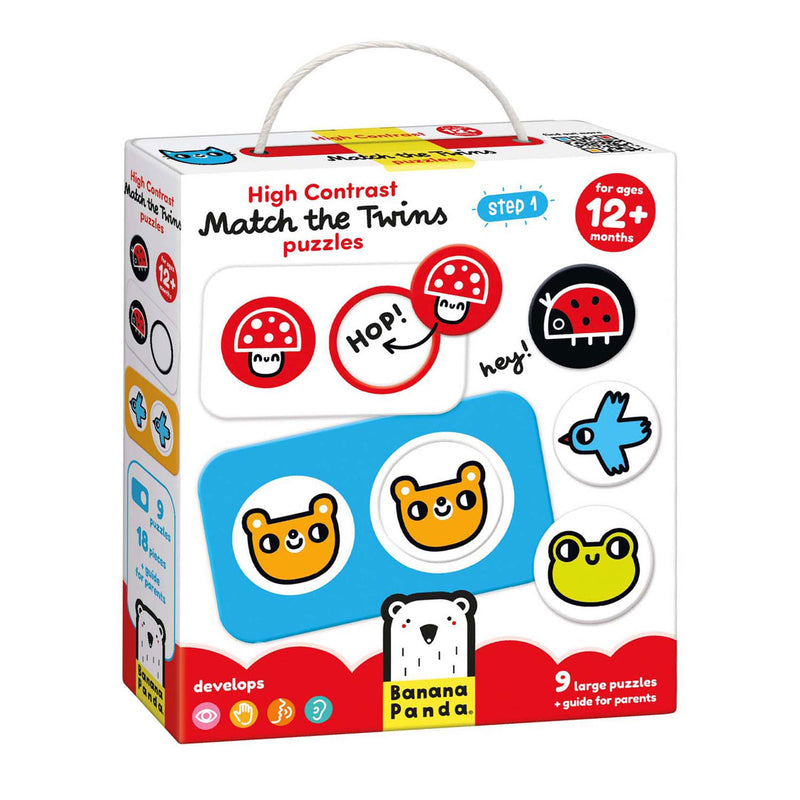 Load image into Gallery viewer, Banana panda - hoog contrast puzzel zoek de tweeling - 8dlg.