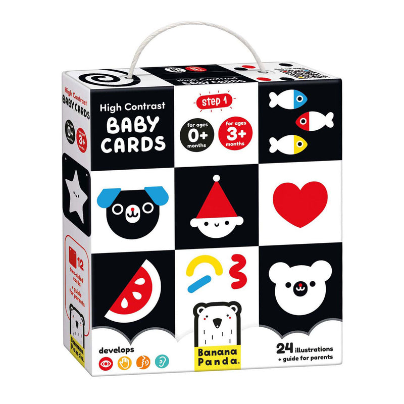 Load image into Gallery viewer, Banana panda - hoog contrast babykaarten 0m+ 3m+ - 24st.