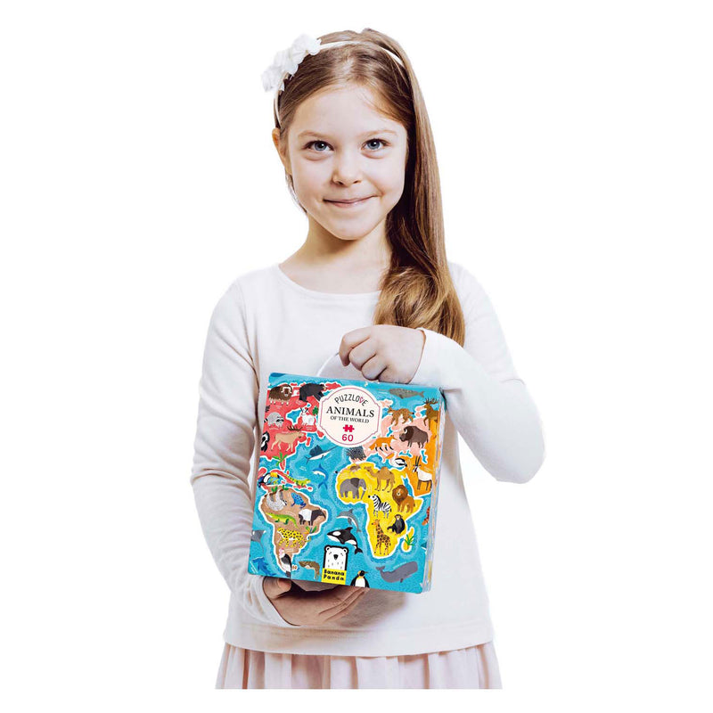 Load image into Gallery viewer, Banana panda puzzelliefde dieren over de wereld (60 pcs).