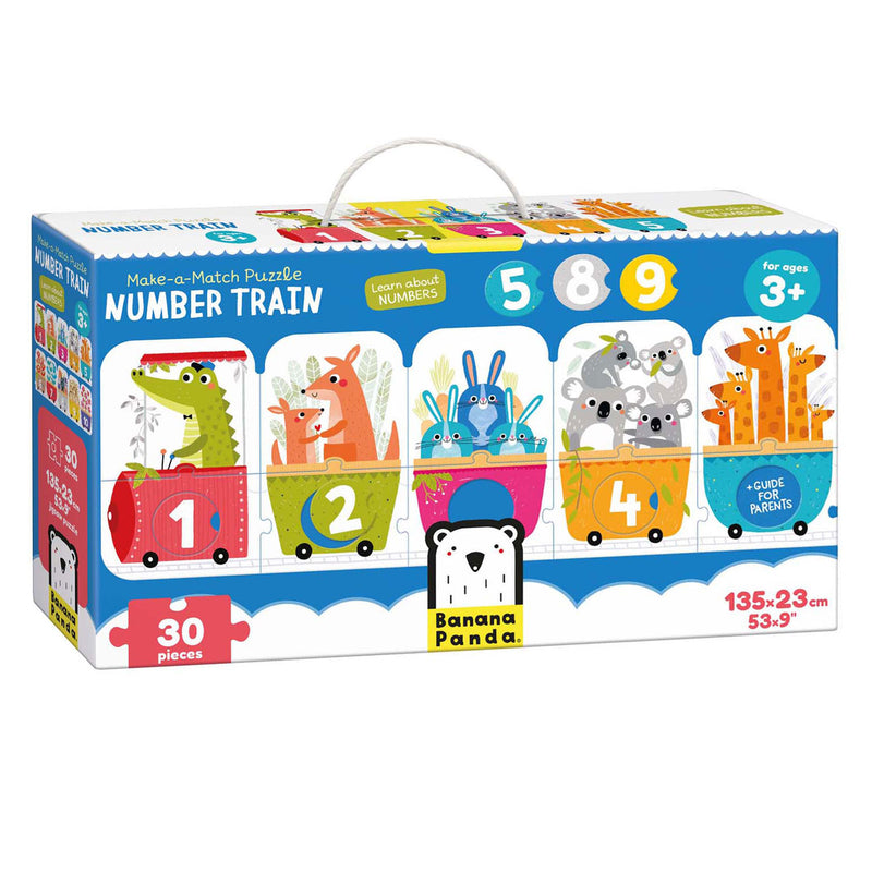 Load image into Gallery viewer, Banana panda - maak de puzzel passend nummer trein - 30st.