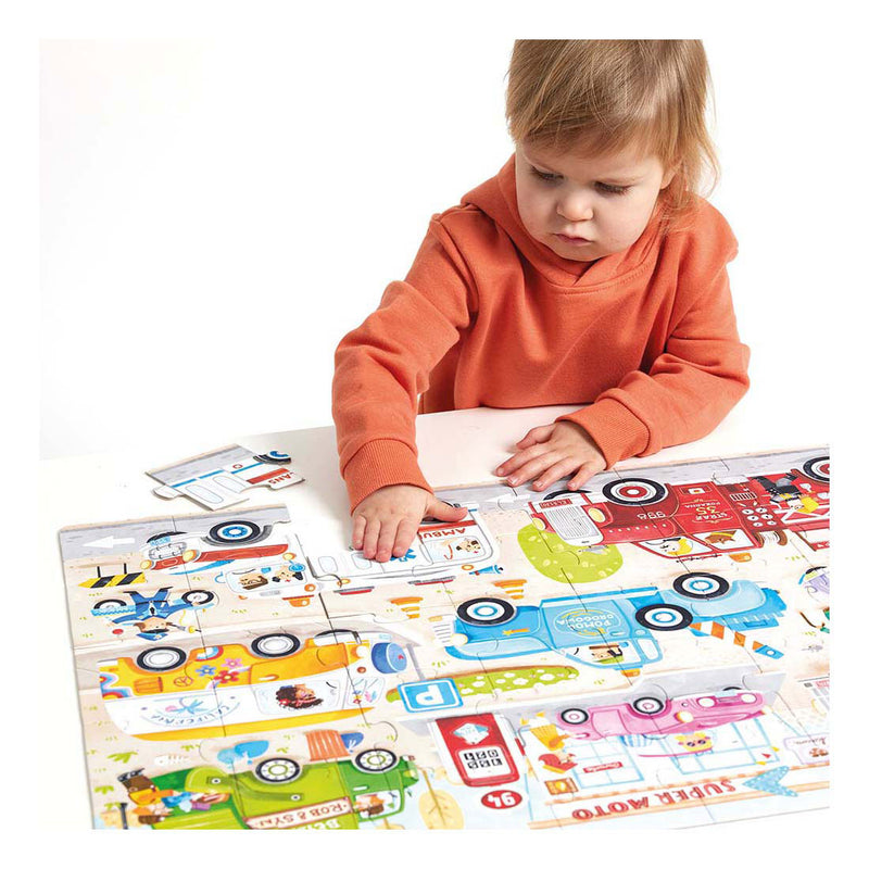 Load image into Gallery viewer, Banana panda puzzel auto's - educatief speelgoed karton 40 stukjes.