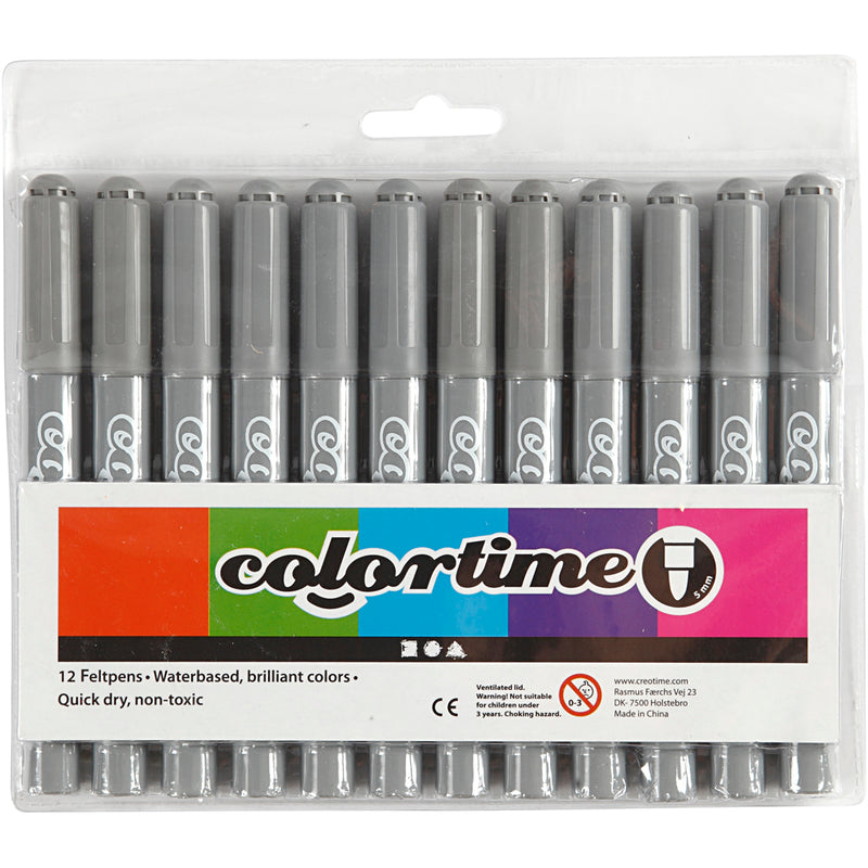 Load image into Gallery viewer, Creativ company https: www.cchobby.nl colortime-stiften-lijndikte-5-mm-grijs-12-stuk-1-doos